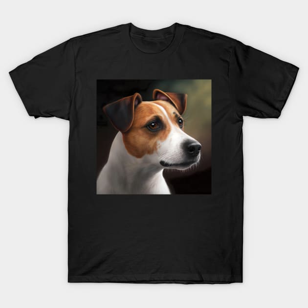 Jack Russel Terrier Dog Realistic Portrait T-Shirt by unrealartwork